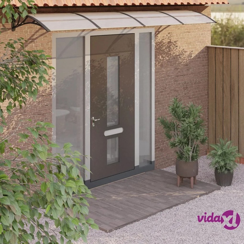 vidaXL Tettoia per Porta Nero e Trasparente 400x75 cm in Policarbonato