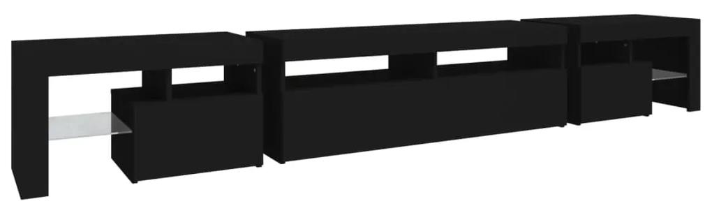 Mobile Porta TV con Luci LED Nero 260x36,5x40 cm