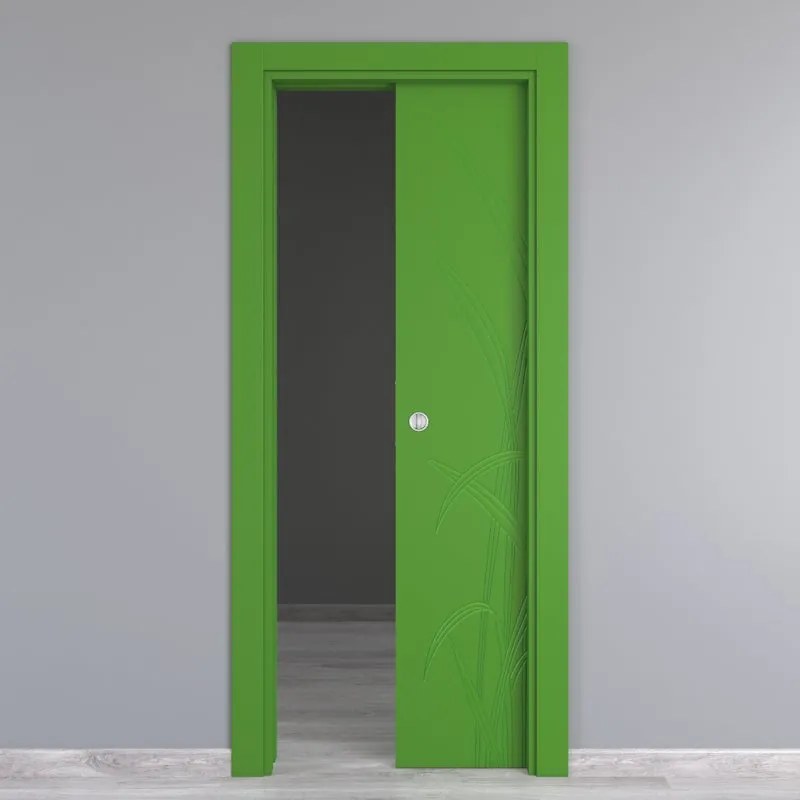 Porta tamburata scorrevole Blades Green verde L 70 x H 210 cm reversibile