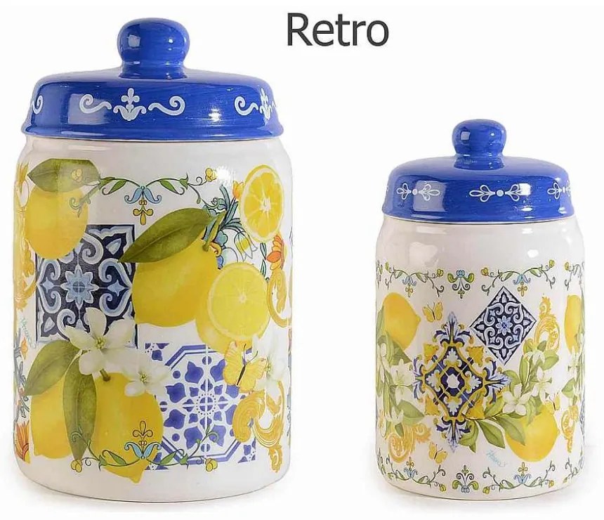 Set 2 pz Barattolo da Cucina in Ceramica - Maiolica Mediterranea