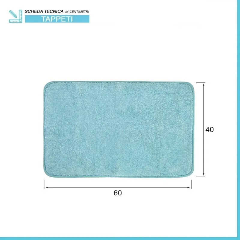 Tappeto bagno antiscivolo 40x60 cm verde acqua in poliestere Nuvola
