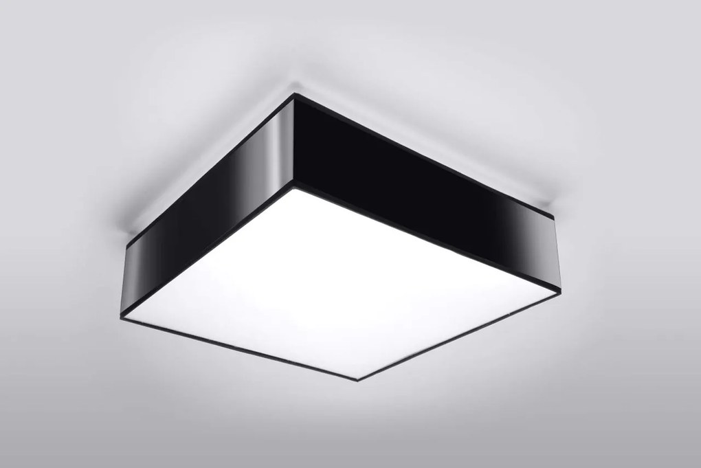 Plafoniera da Soffitto Quadrata in PVC 2xE27 HORUS 35 Nera da interno