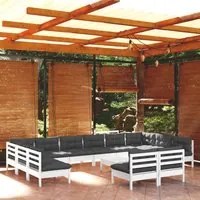 Set Divani da Giardino 13 pz con Cuscini Bianchi Legno di Pino cod mxl 39289