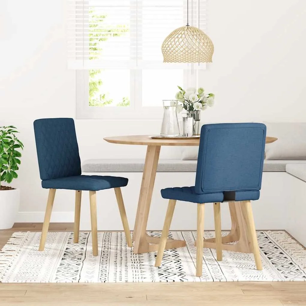 Sedie Da Pranzo 2 Pz Blu İn Tessuto /