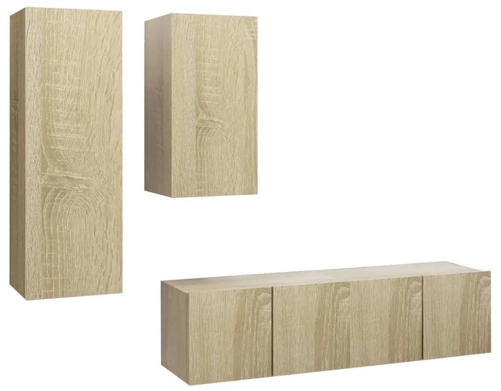 Set porta tv 4 pz rovere sonoma in truciolato