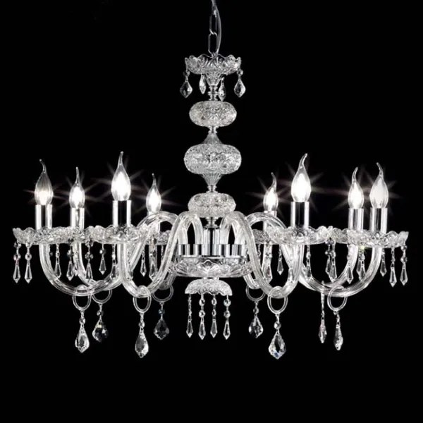 Lampadario sospeso DALLAS D87 cm in cristallo con finiture cromo 8 luci
