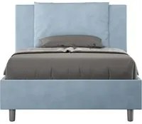 Letto imbottito 1 piazza e mezza 120x210 cm Antea - Contenitore,Microfibra,Azzurro