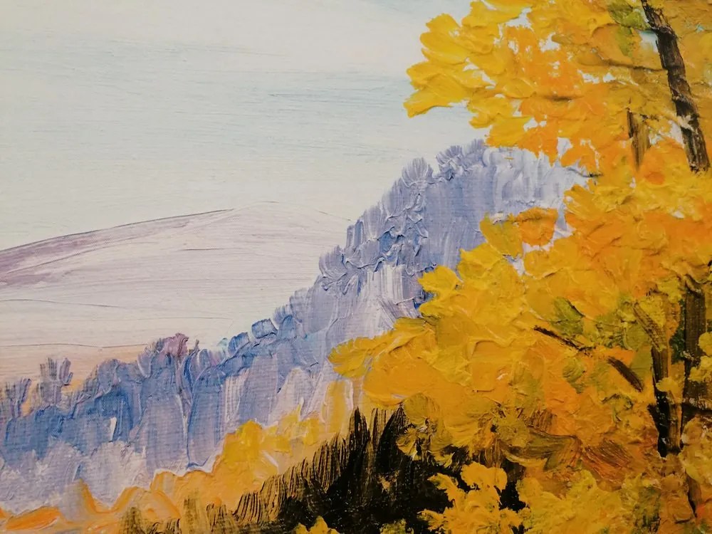 Quadro su tela – Dipinto a olio di un lago di montagna