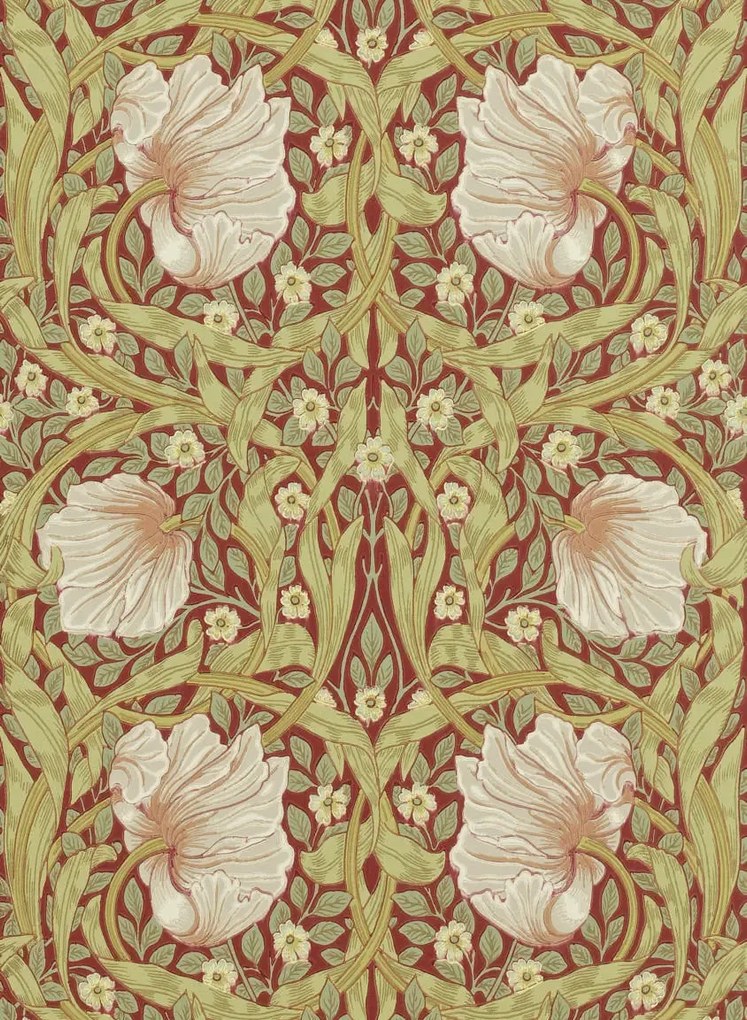 Morris & Co Carta da parati Pimpernel - Brick/ Olive