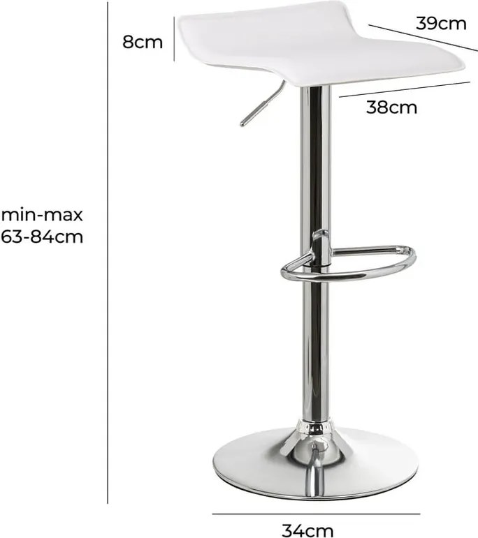 Set di sedie da bar bianca in imbottito con altezza regolabile 2 pz (altezza della seduta 63 cm) – Casa Selección
