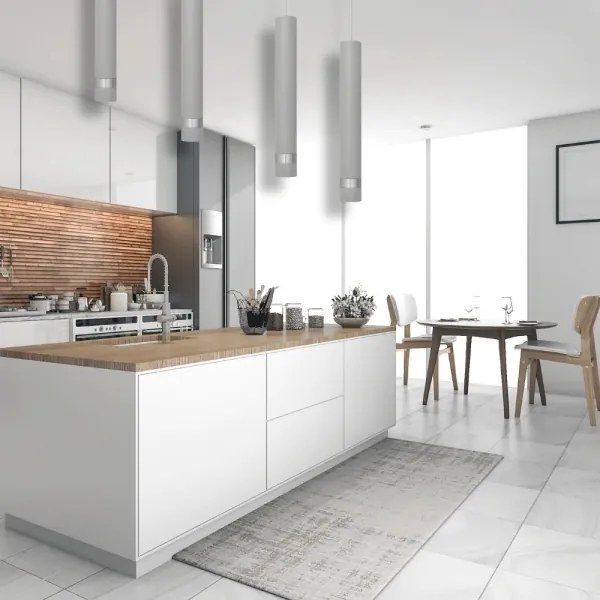 Lampadario LED a sospensione con filo TUBA 1xGU10/4,8W/230V grigio/cromo lucido