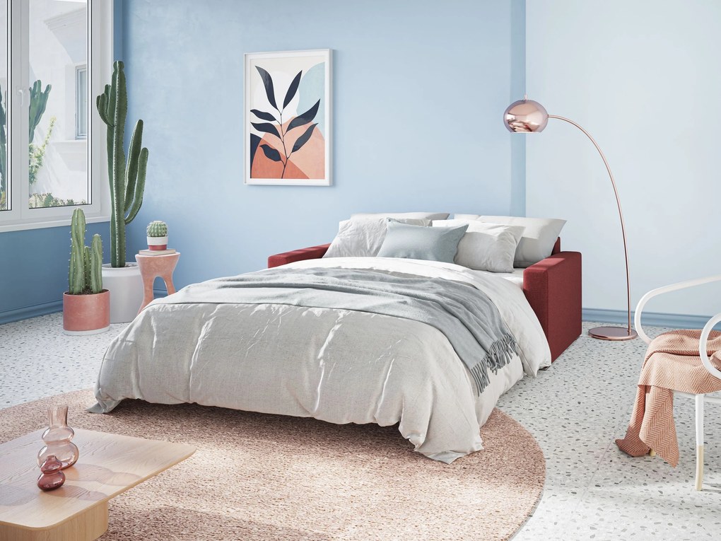 Best Divano letto matrimoniale in tessuto smacchiabile QuickClean T08 rosso