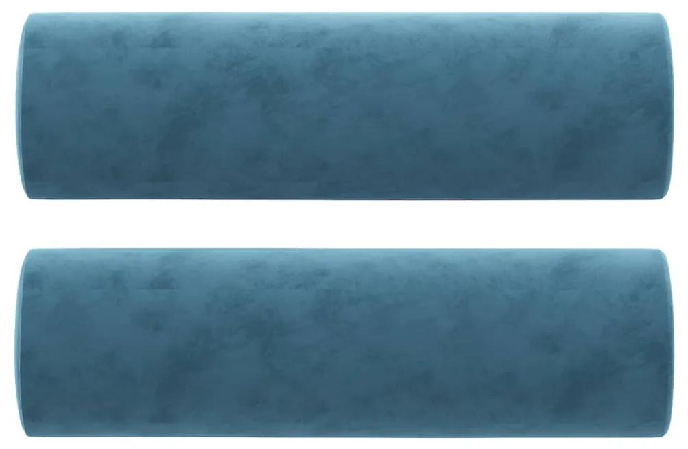 Divano a 2 Posti con Cuscini Blu 140 cm in Velluto