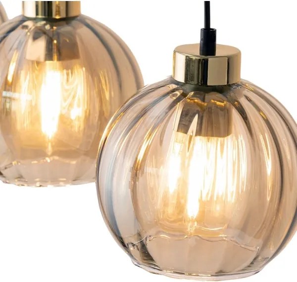 Lampadario LED a sospensione DEVI 3xE27/15W/230V nero/beige fumé
