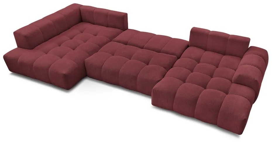 Divano angolare burgundy allungabile e con contenitore (penisola a sinistra/a U) con rivestimento in ciniglia Everest – Bobochic Paris