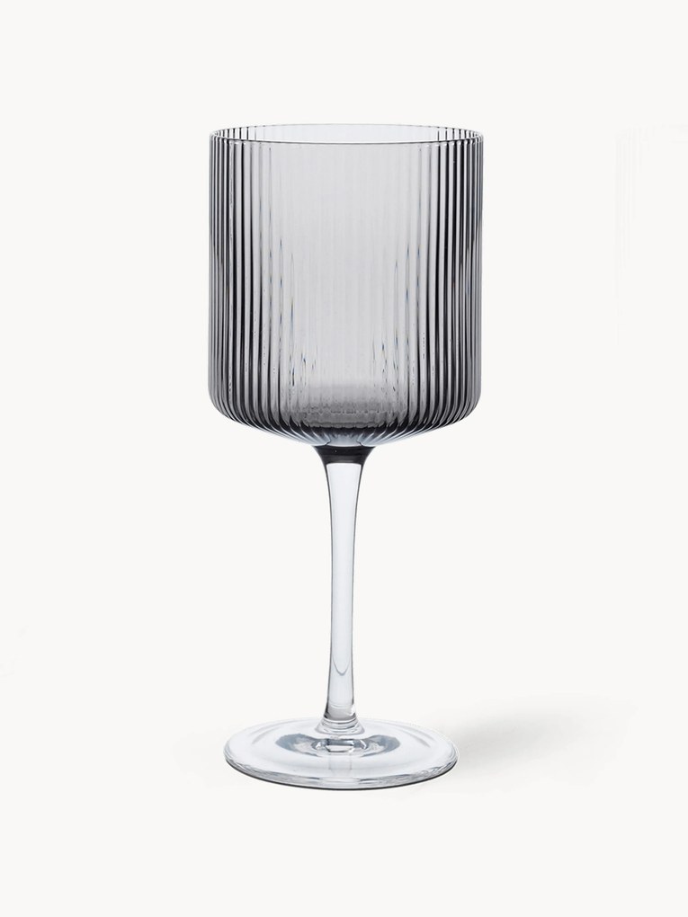 Set di 2 bicchieri da vino rosso in vetro soffiato con scanalatura in rilievo Ripple
