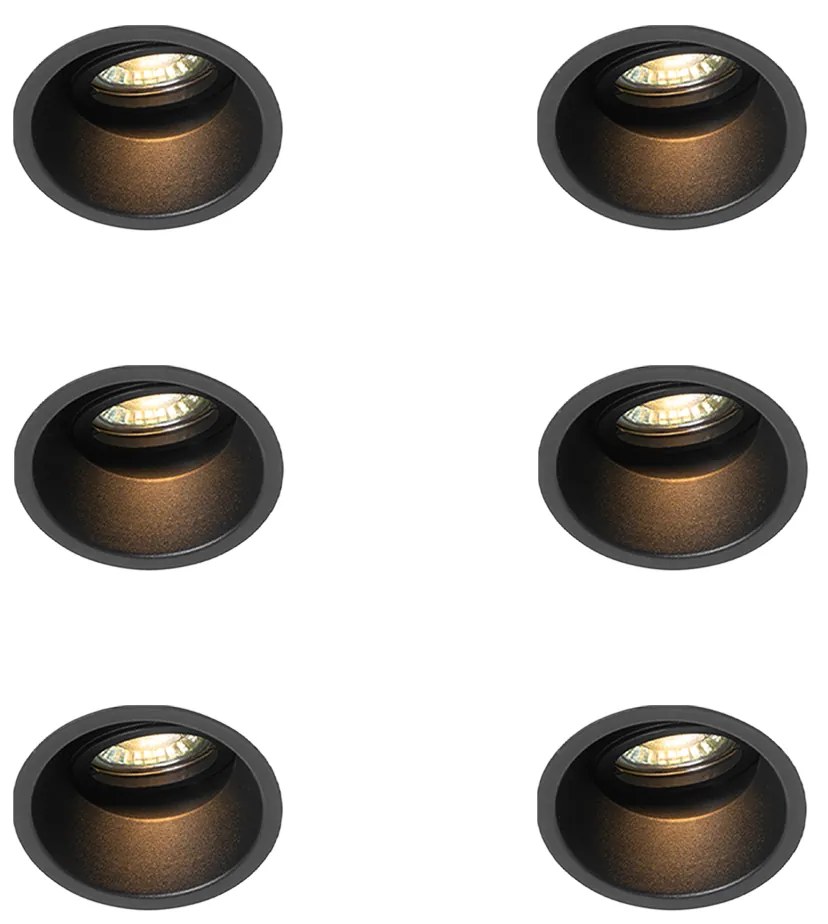 Set di 6 faretti da incasso moderni neri orientabili e inclinabili - Alloy
