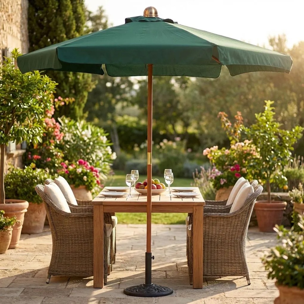 DOMINUS - ombrellone rotondo da giardino palo centrale in legno 3 m