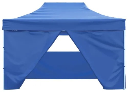 Gazebo Professionale Pieghevole con 4 Pareti 3x4 m Acciaio Blu