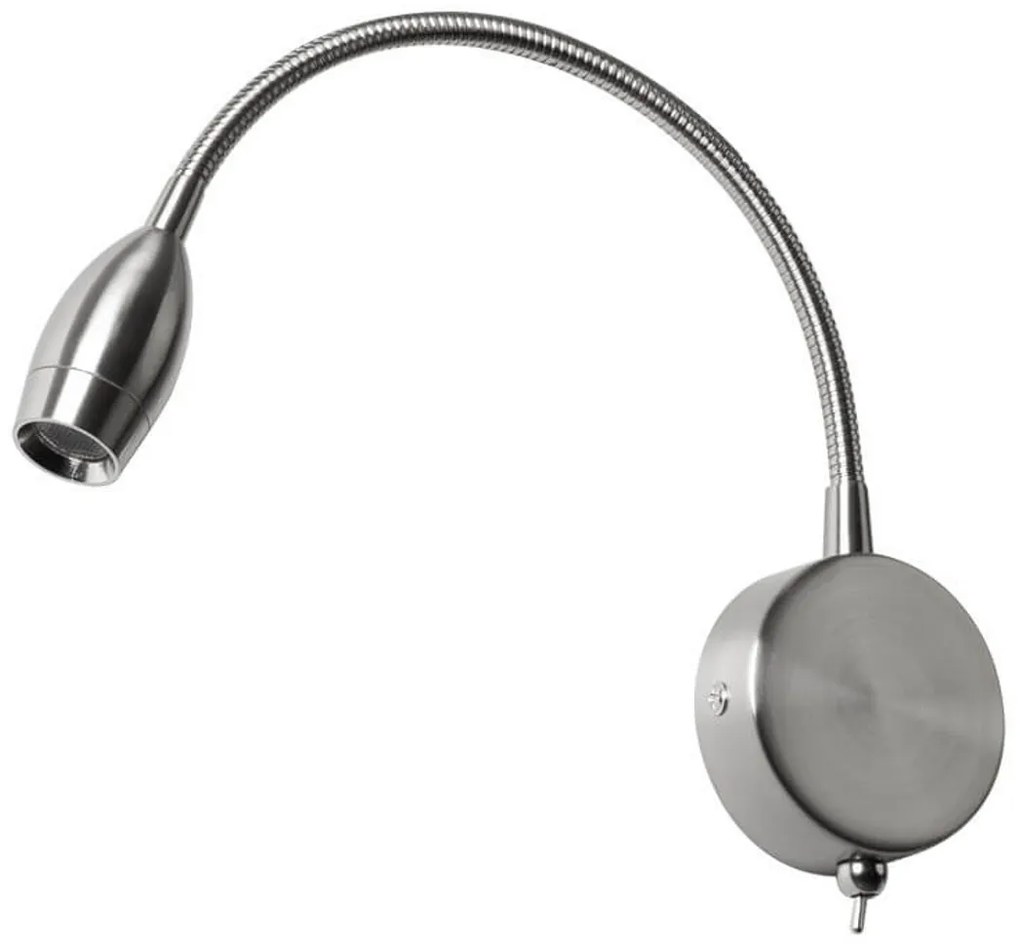 Applique LED 3W Flessibile per Comodino o Specchio in Acciaio BIANCO NATURALE
