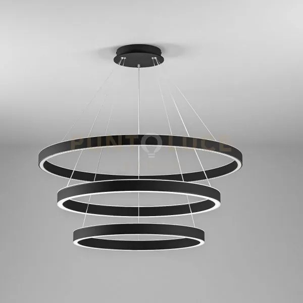 Criseide s/3 - lampadario a sospensione nero a led 3 cerchi 3000k 6...