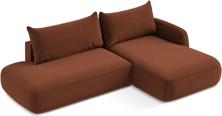 Divano angolare color terracotta allungabile (con penisola a destra/con chaise lounge) Hale – Makamii