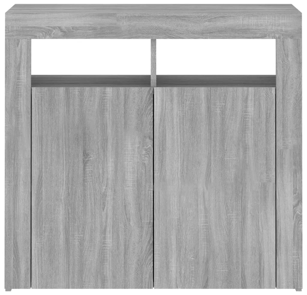 Credenza con Luci LED Grigio Sonoma 80x35x75 cm