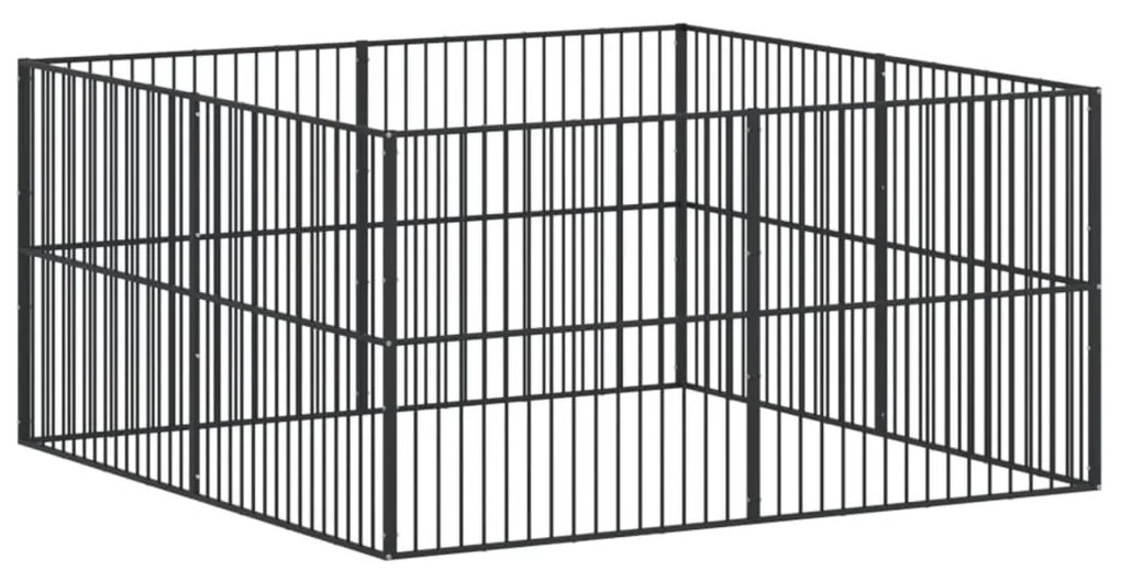 Box per cani 8 pannelli nero acciaio zincato
