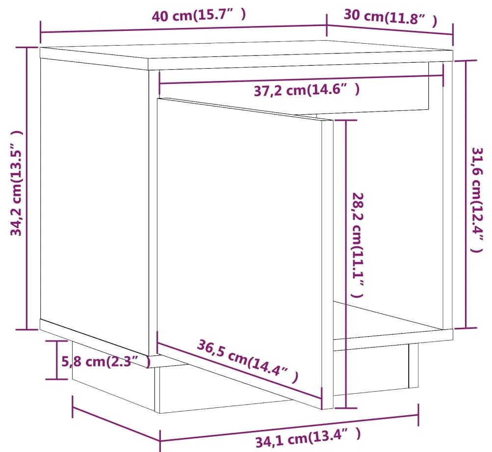 Comodini 2 pz Miele 40x30x40 cm in Legno Massello di Pino