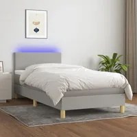 Letto a Molle Materasso e LED Grigio Chiaro 90x200 cm Tessuto 3133525