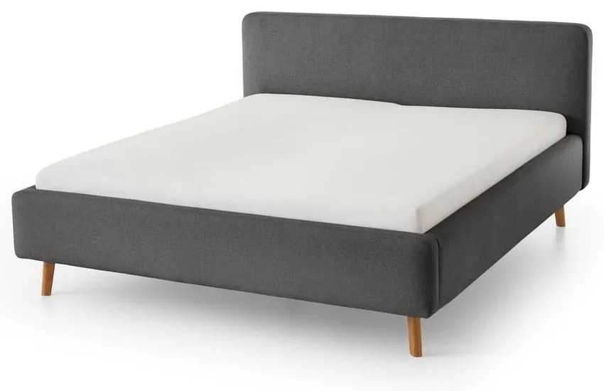 Letto matrimoniale imbottito grigio scuro con contenitore con rete inclusa 180x200 cm Mattis – Meise Möbel