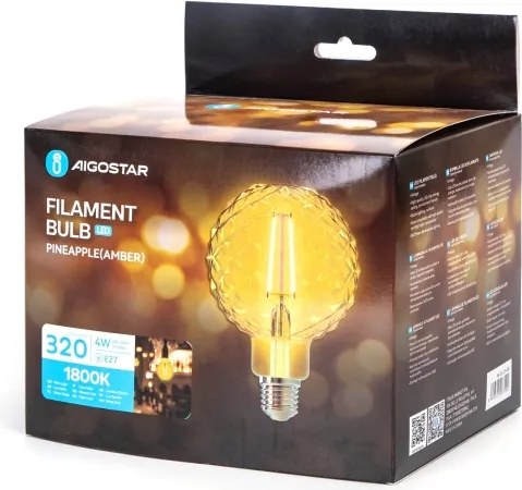 Lampadina LED FILAMENT E27/4W/230V 1800K ananas - Aigostar