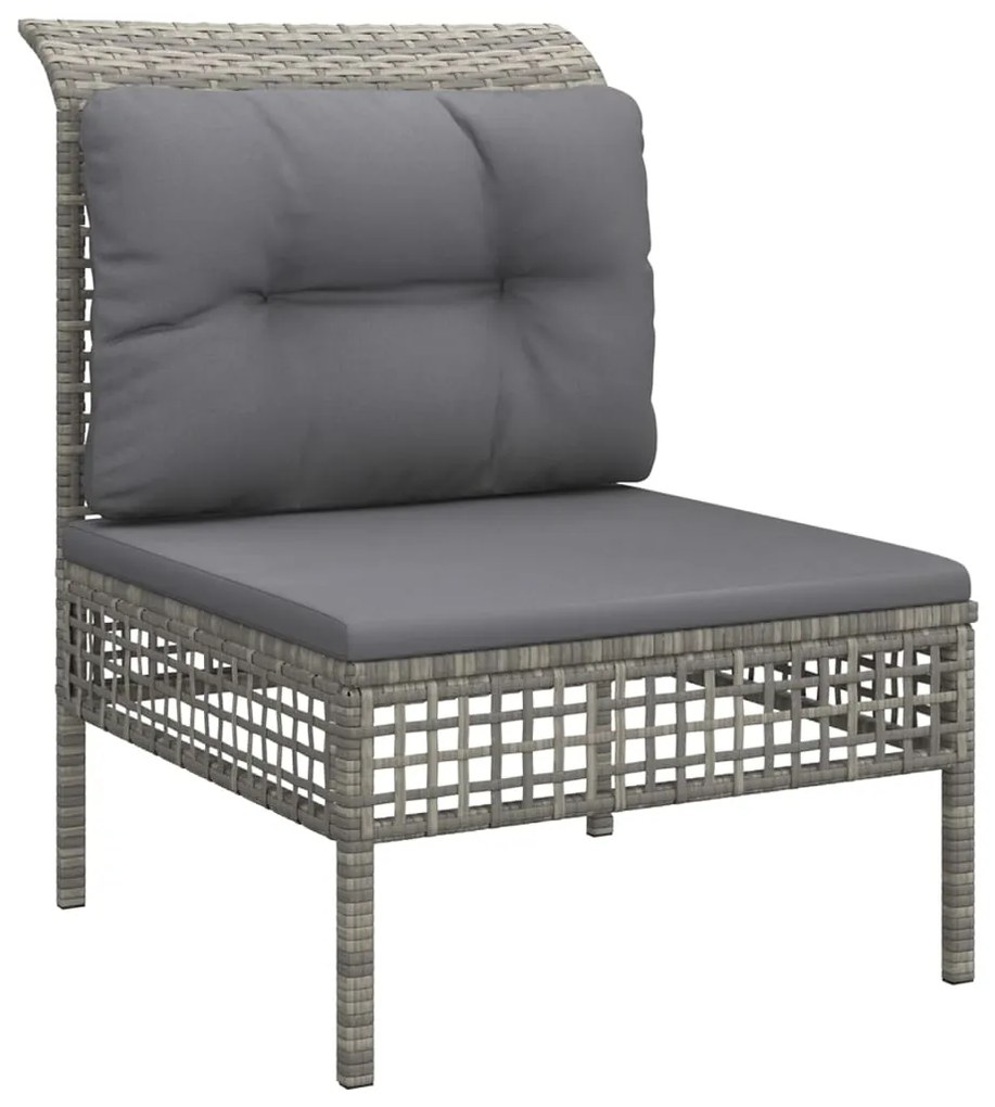 Set divani da giardino 6 pz con cuscini in polyrattan grigio