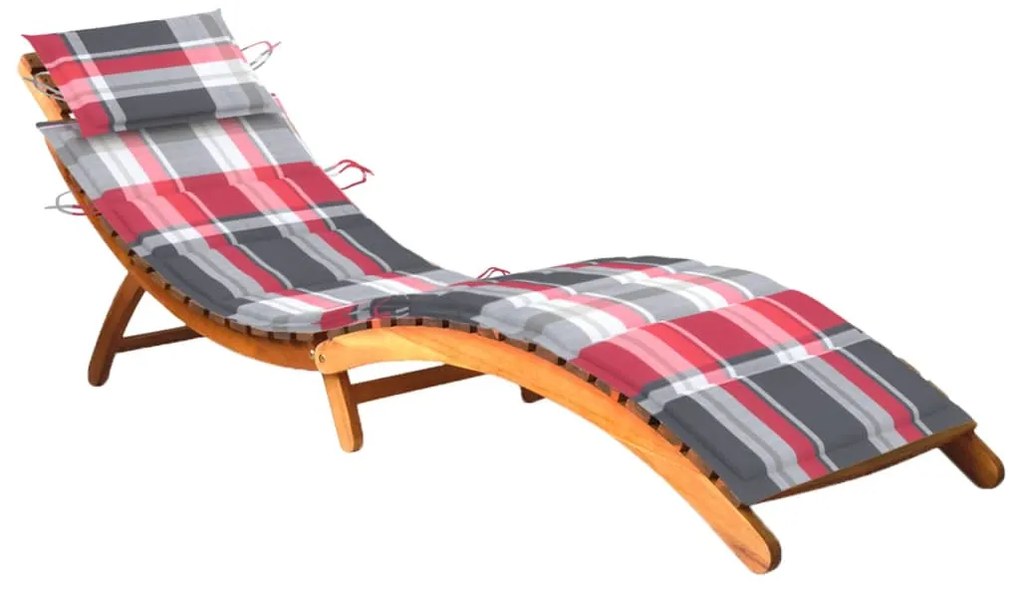 Lettino Prendisole Da Giardino Con Cuscino Massello Di Acacia /