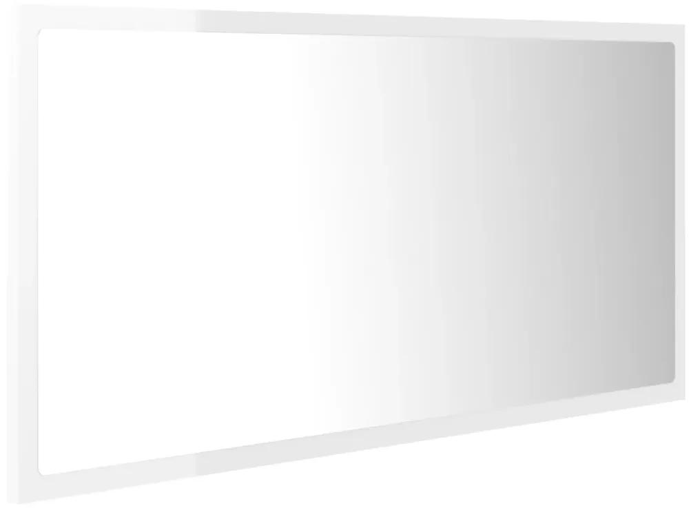 Specchio da bagno led bianco lucido 90x8,5x37 cm in acrilico