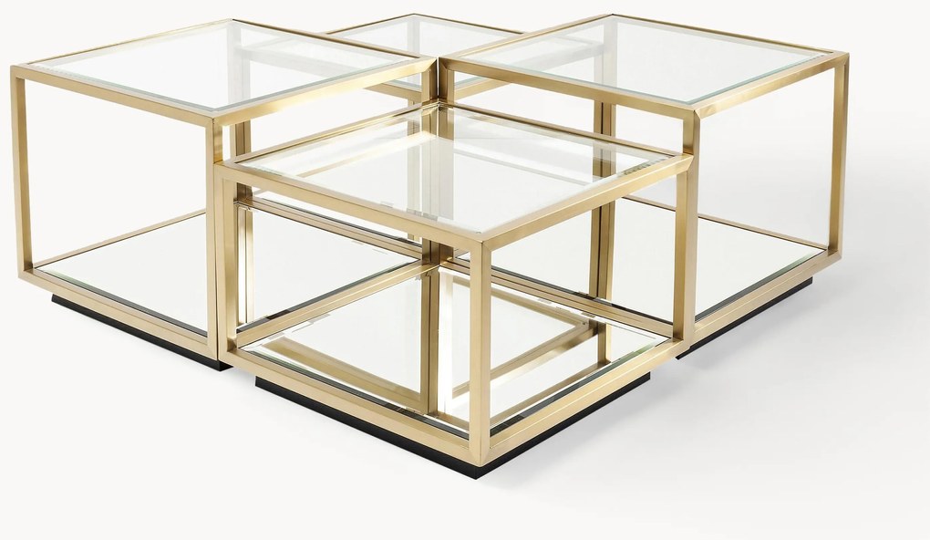 Set di 4 tavolini da salotto con lati in vetro Luigi