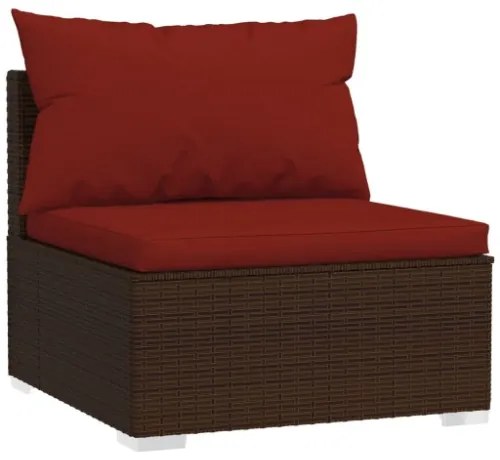 Set Divani da Giardino 6 pz con Cuscini in Polyrattan Marrone