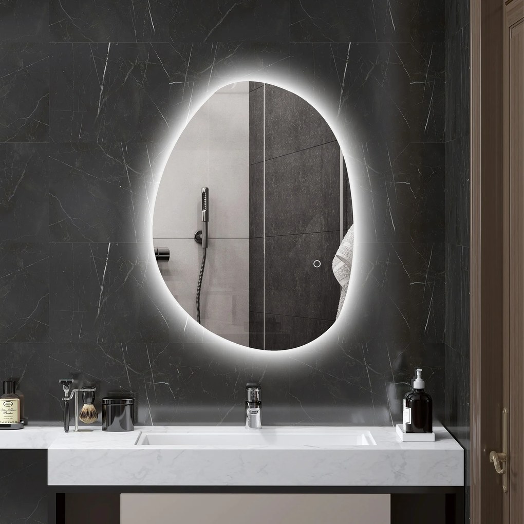 Specchio da Bagno con Luce LED Regolabile 70x5x50 cm in Vetro Temperato...
