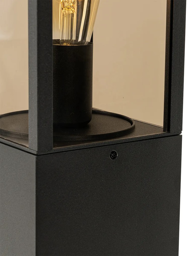 Lampada da esterno a stelo nera con vetro fumé 80 cm IP44 - Charlois