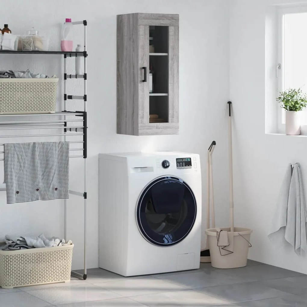 Mobile A Parete Grigio Sonoma 34,5x34x90 Cm /