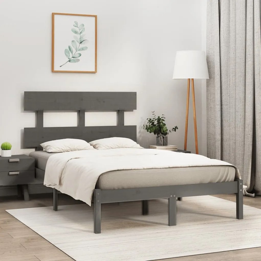 Giroletto Grigio İn Legno Massello 135x190 Cm Double /
