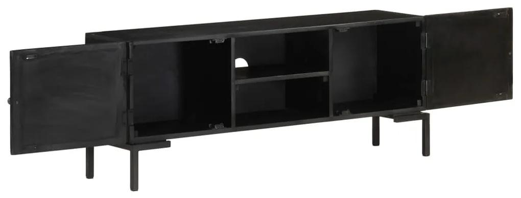 Mobile porta tv nero 115x30x46cm in legno massello di mango