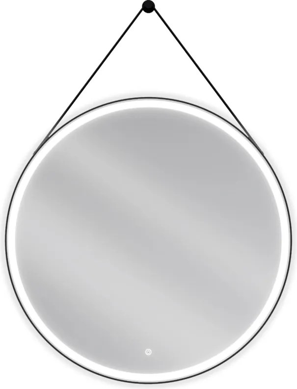 Mexen Reni specchio da bagno illuminato, rotondo 90 cm, LED 6000K, antiappannamento, cornice nera - 9812-090-090-611-70