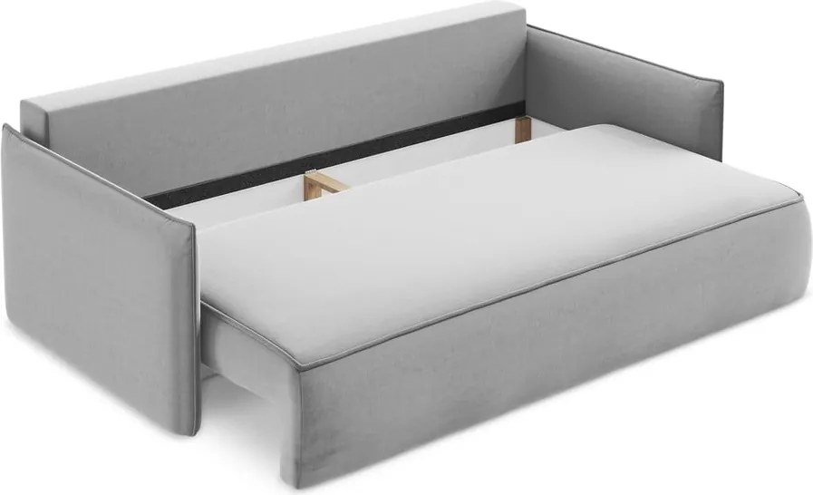 Divano grigio chiaro allungabile/con contenitore con rivestimento in velluto 225 cm Hula – Makamii