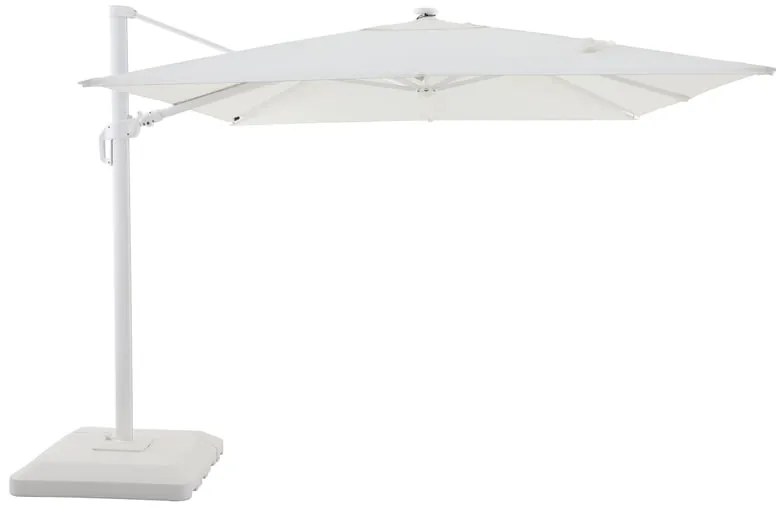 Ombrellone a palo laterale bianco SONORA NATERIAL con telo quadrato bianco L 288 x P 288 x H 258 cm