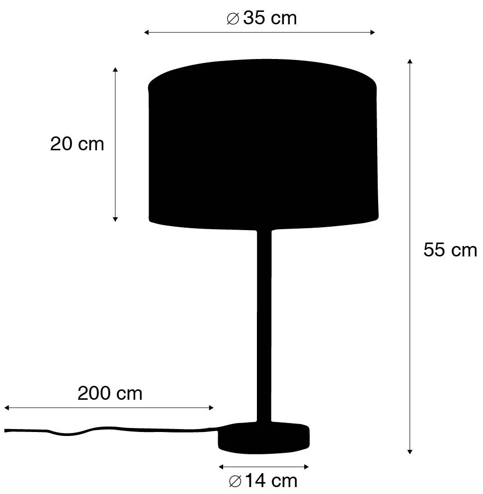 Lampada da tavolo moderna nera con paralume in lino grigio chiaro 35 cm - Simplo
