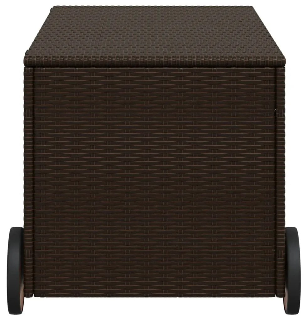 Contenitore da giardino con ruote marrone 190l in polyrattan
