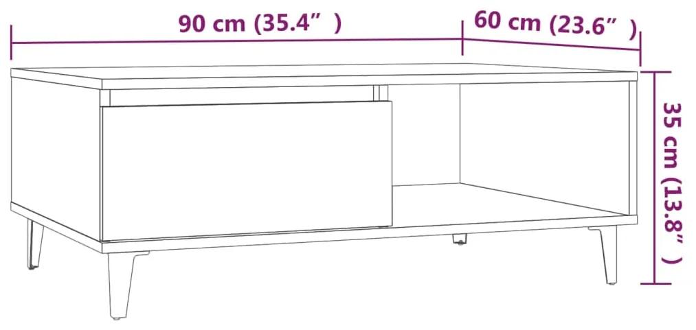 Tavolino da Salotto Rovere Marrone 90x60x35 cm in Truciolato