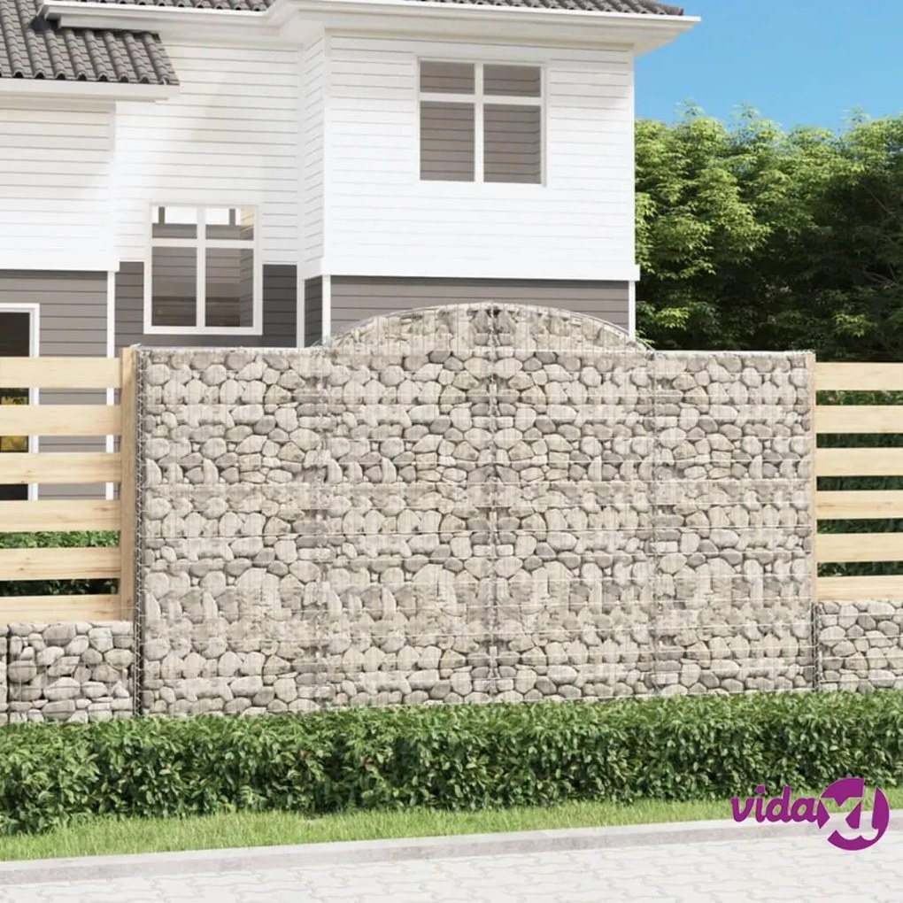 vidaXL Cesti Gabbioni ad Arco 3 pz 300x50x180/200 cm Ferro Zincato