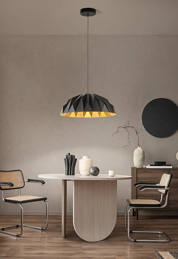 Perenz Prisma - sospensione acrilico geometrica Ø56 cm disponibile nei colori bianco opaco + oro e nero opaco + oro